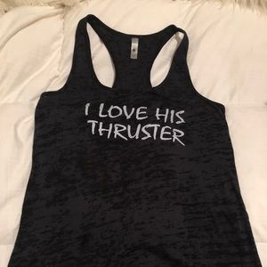 “I Love His Thruster” Funny Fitness Racerback Tank